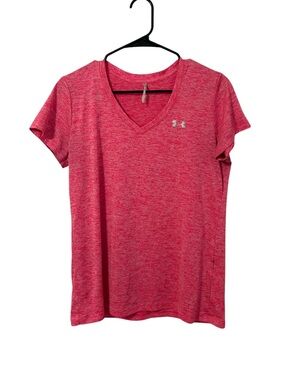 Under Armour Hot Pink V Neck Tech Athletic T-Shirt